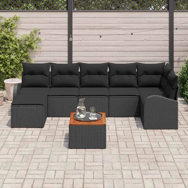 vidaXL Tuinbankenset 8 st Zwart poly rattan, foto 2