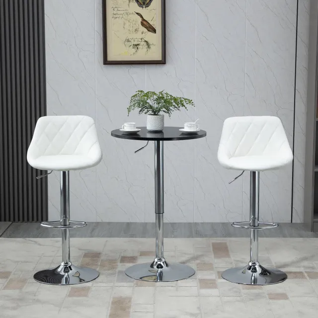 CHICFURN Bartafel - hoogteverstelbaar - draaibaar - ronde tafelvoet - zwart