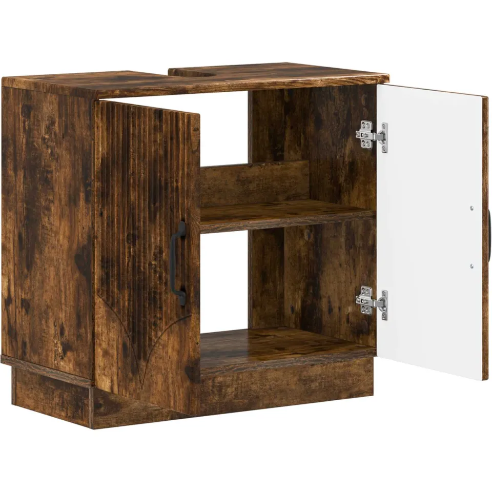 vidaXL Badkamer wastafelkast HOORN Gerookt eiken 59,5 x 31,5 x 56 cm Bruin