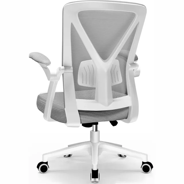 Fukstern bureaustoel-ergonomische bureaustoel voor volwassenen-Vergrendelbare rugleuning-Opklapbare armleuningen-Max. kanteling 125° – Grijs