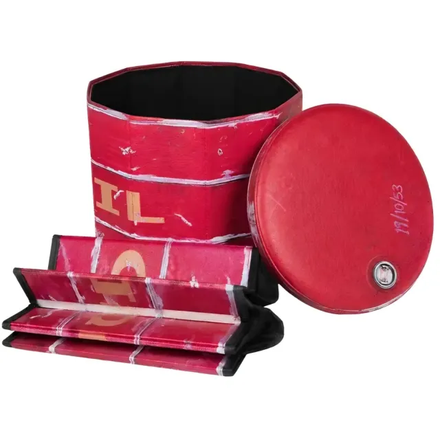 STAX Opvouwbare opberg poef - Oil print Rood
