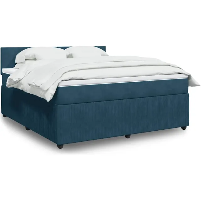 vidaXL Boxspring met matras fluweel blauw 180x200 cm