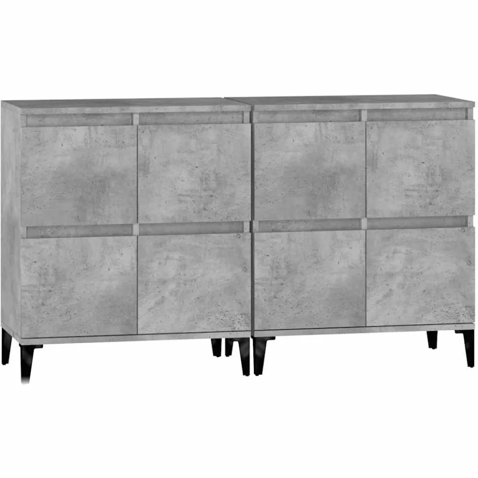 vidaXL Dressoirs 2 st 60x35x70 cm bewerkt hout betongrijs grijs