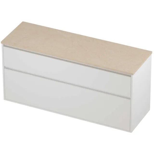 Proline Deck Badmeubelset Hardsteen Greeploos Asymmetrisch Kader 140x46x67 cm Sand Stone Mat White