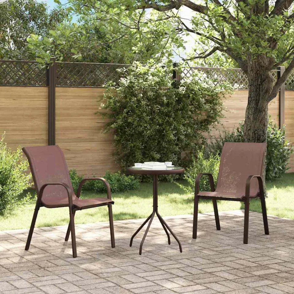 vidaXL Tuin Bistro Set 3 st Bruin Staal, foto 3