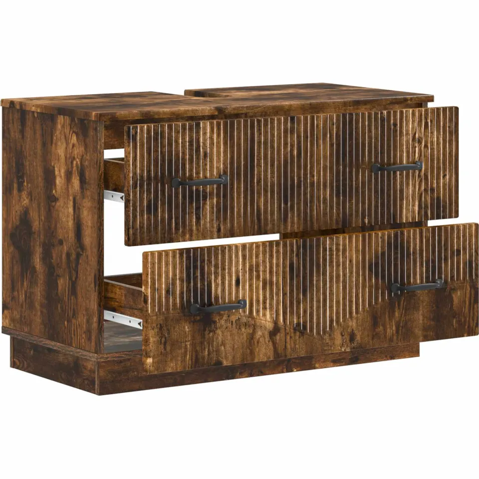 vidaXL Badkamer wastafelkast HOORN Gerookt eiken 82 x 41 x 56 cm Bruin