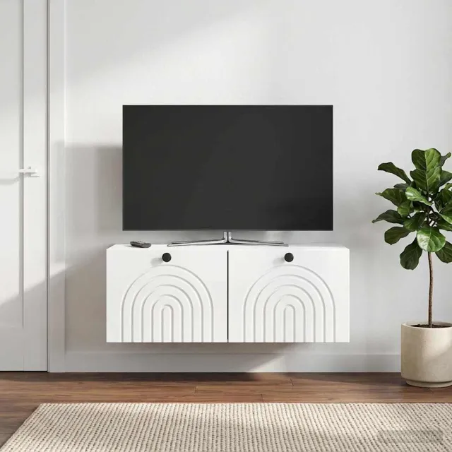 vidaXL Wandbeugel TV-kast Hoogglans Wit 78,5 x 41 x 30 cm Bewerkt hout, foto 2