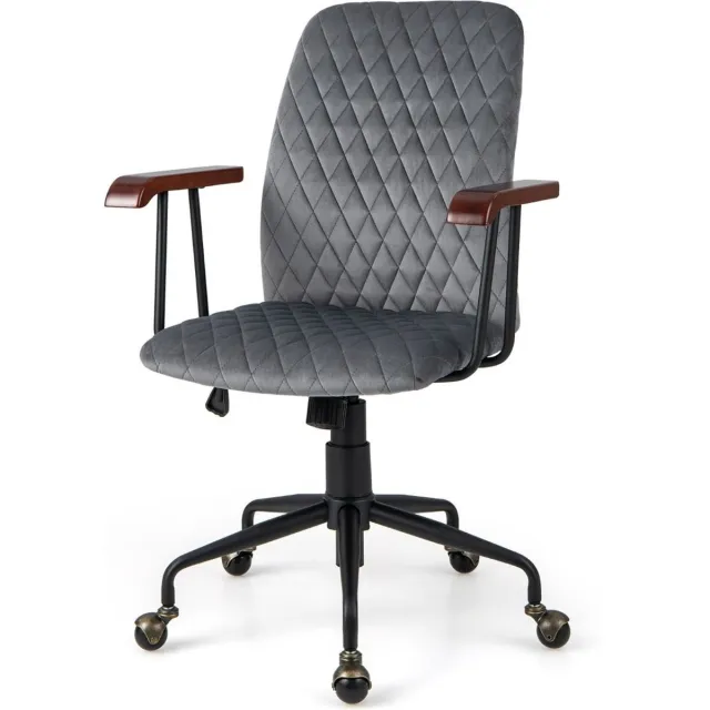 Trendmix Ergonomische Bureaustoel – Verstelbare Draaistoel met Wielen & Armleuningen – Fluweel – Tot 150 kg – Grijs