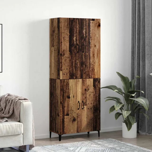 vidaXL Hoge kast 2 st Oud hout 69,5 x 34 x 180 cm Bewerkt hout bruin, foto 2