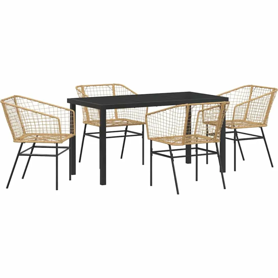 vidaXL Tuin eettafelset 5 st Bruin poly rattan, foto 3