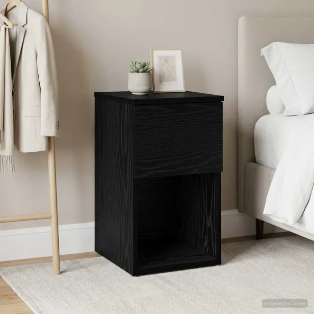 vidaXL Bed kast Zwart eiken 29 x 31,5 x 49 cm Bewerkt hout, foto 2
