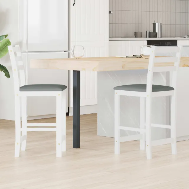 vidaXL Eettafelstoelen 2 st Massief Rubberhout Wit 40 x 47,5 x 99,5 cm, foto 2