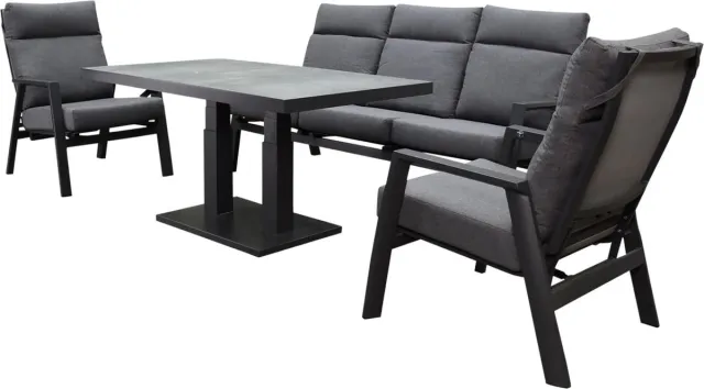 AVH-Collectie Vegas stoel bank dining loungeset 4 delig verstelbaar aluminium Antraciet