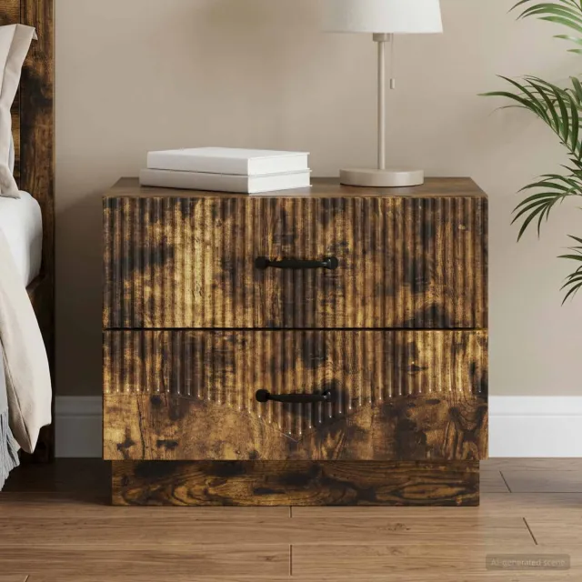 vidaXL Nachtkastje Gerookt eiken 62 x 34,5 x 44,5 cm Bewerkt hout, foto 2