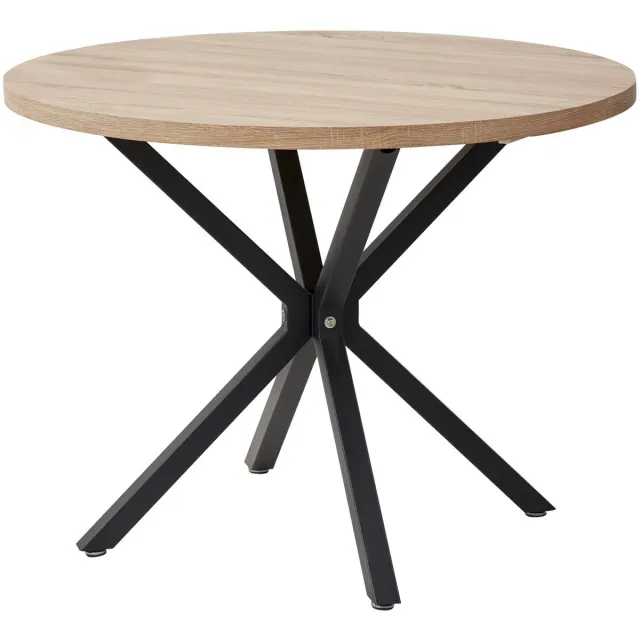 Brandistry Eettafel - Ronde Eettafel - Massief Houten Eettafel - Keukentafel - Eetkamertafel - 100 Centimeter - Licht Bruin