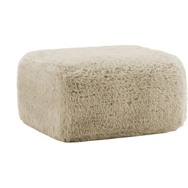Wishdor Poef - Zacht pluche, licht kaki - Zonder montage, 150 kg draagkracht - Modern design voor woonkamer - Kunsthaar - Licht kaki - 80 x 75 x 42 cm Light Khaki