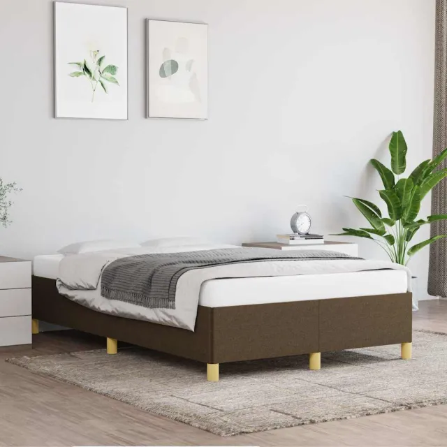 vidaXL Bedframe zonder matras 120x200 cm stof donkerbruin bruin