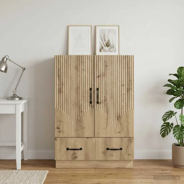 vidaXL Dressoir Artisanaal eiken 66 x 34,5 x 92 cm Bewerkt hout Bruin
