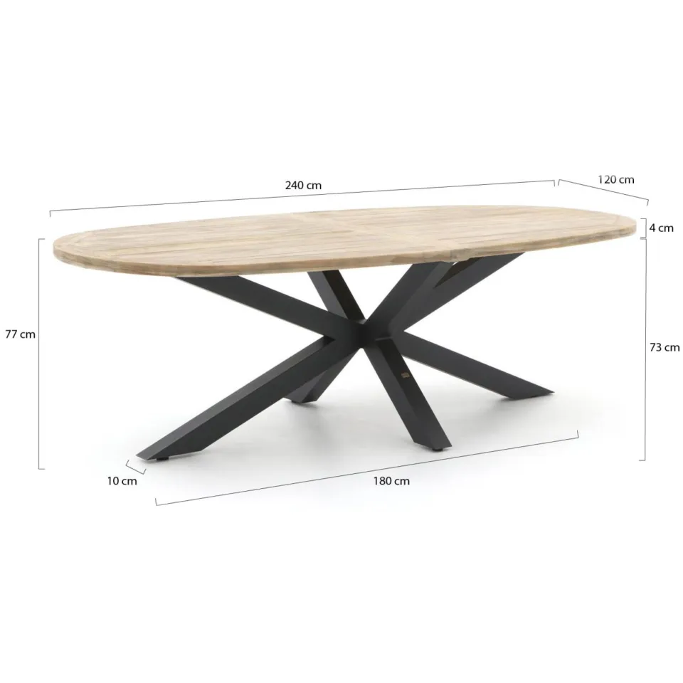 Intenso Furniture Intenso Asti/Rough-Y Ellips 240cm dining tuinset 7-delig grijs, foto 4