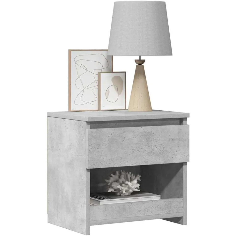 vidaXL Nachtkastjes 2 st 40x30x39 cm bewerkt hout betongrijs