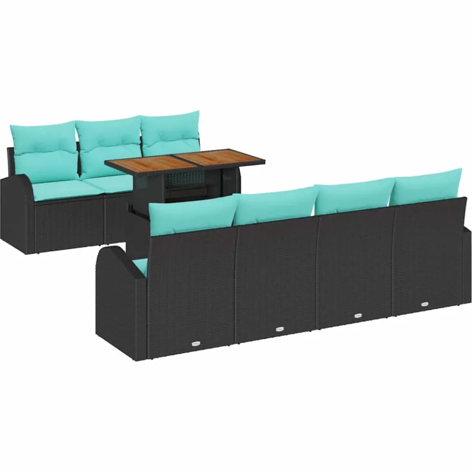 vidaXL Tuin Sofa Set 8 st Zwart Poly riet