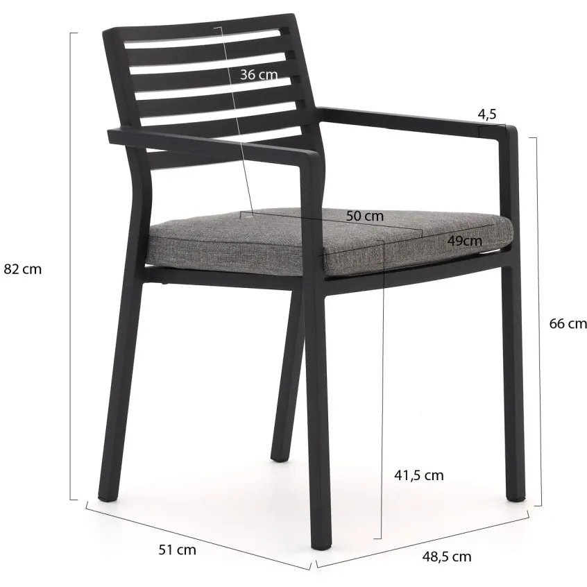 Bellagio tuinmeubelen Bellagio Rumo/Menzano 160cm dining tuinset 5-delig stapelbaar Zwart