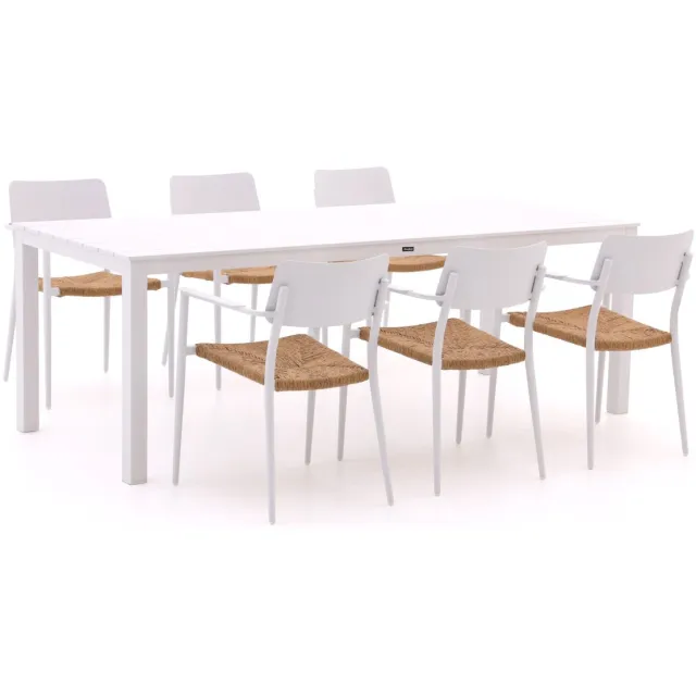 Bellagio tuinmeubelen Bellagio Cino/Menzano 220cm dining tuinset 7-delig stapelbaar Wit