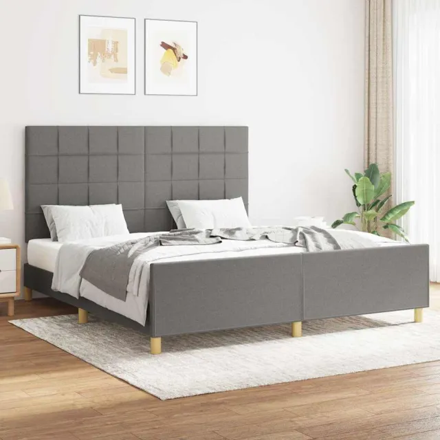 vidaXL Bedframe zonder matras stof donkergrijs 160x200 cm