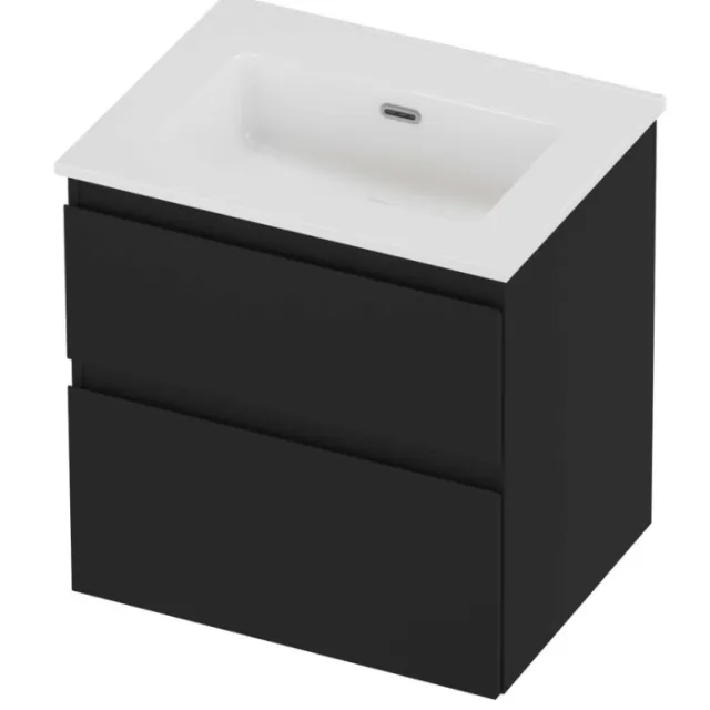 Proline Tribute Badmeubelset Porselein Elegant Zonder Kraangat 60x46x62 cm Glans Wit Mat Zwart