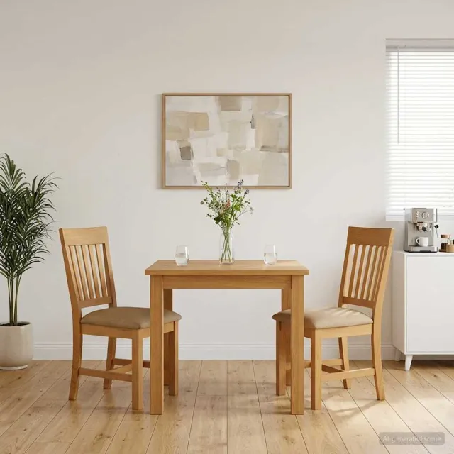 vidaXL Eetkamerstoel DEVENTER 2 st Massief Eikenhout Beige, foto 2