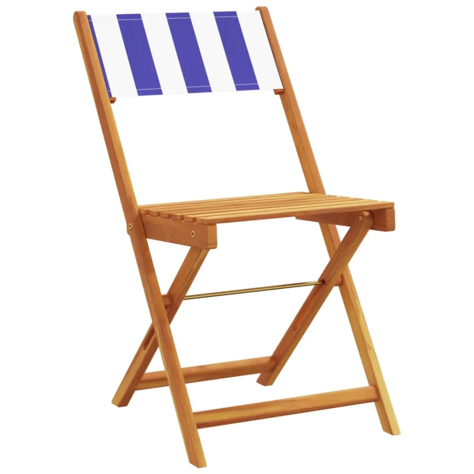 vidaXL 5-delige Tuinset massief hout en stof blauw en wit