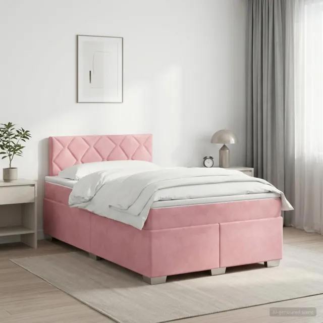 vidaXL Boxspringbed met matras Roze 120 x 190 cm Fluweel