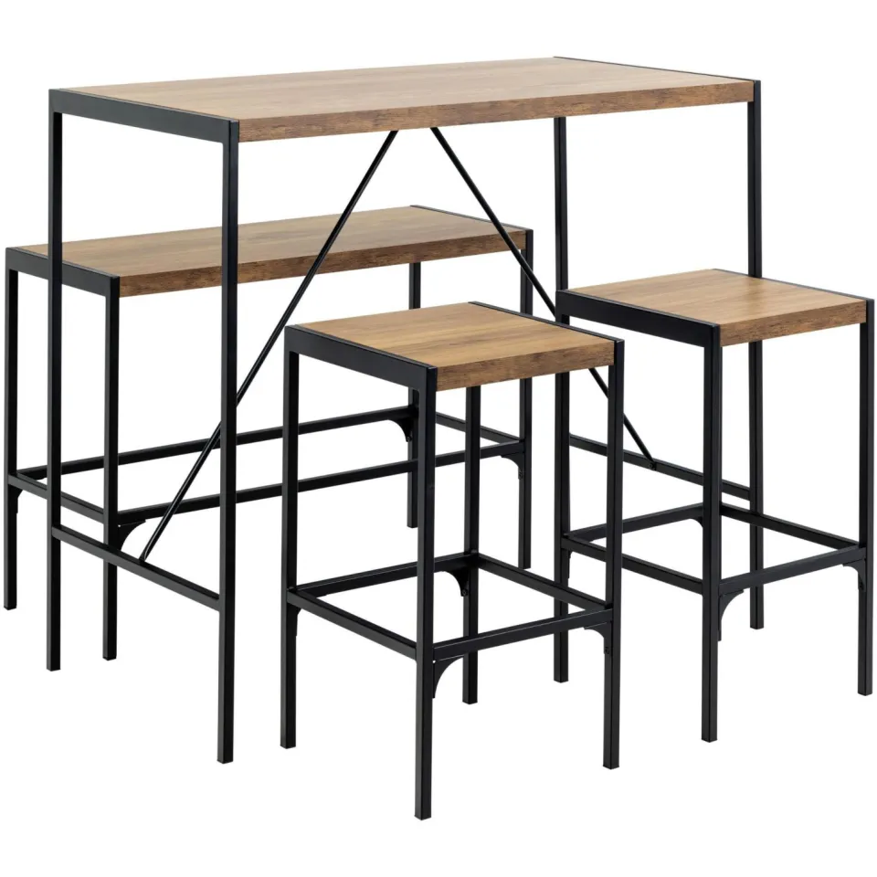 Bendt Bartafel set 'Deryk' Eikenlook, Met 2 barstoelen en bankje, foto 3