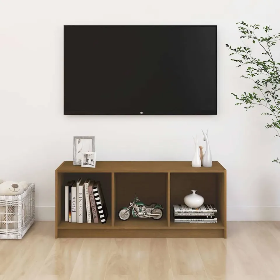 vidaXL Tv-meubel 104x33x41 cm massief grenenhout honingbruin bruin, foto 3