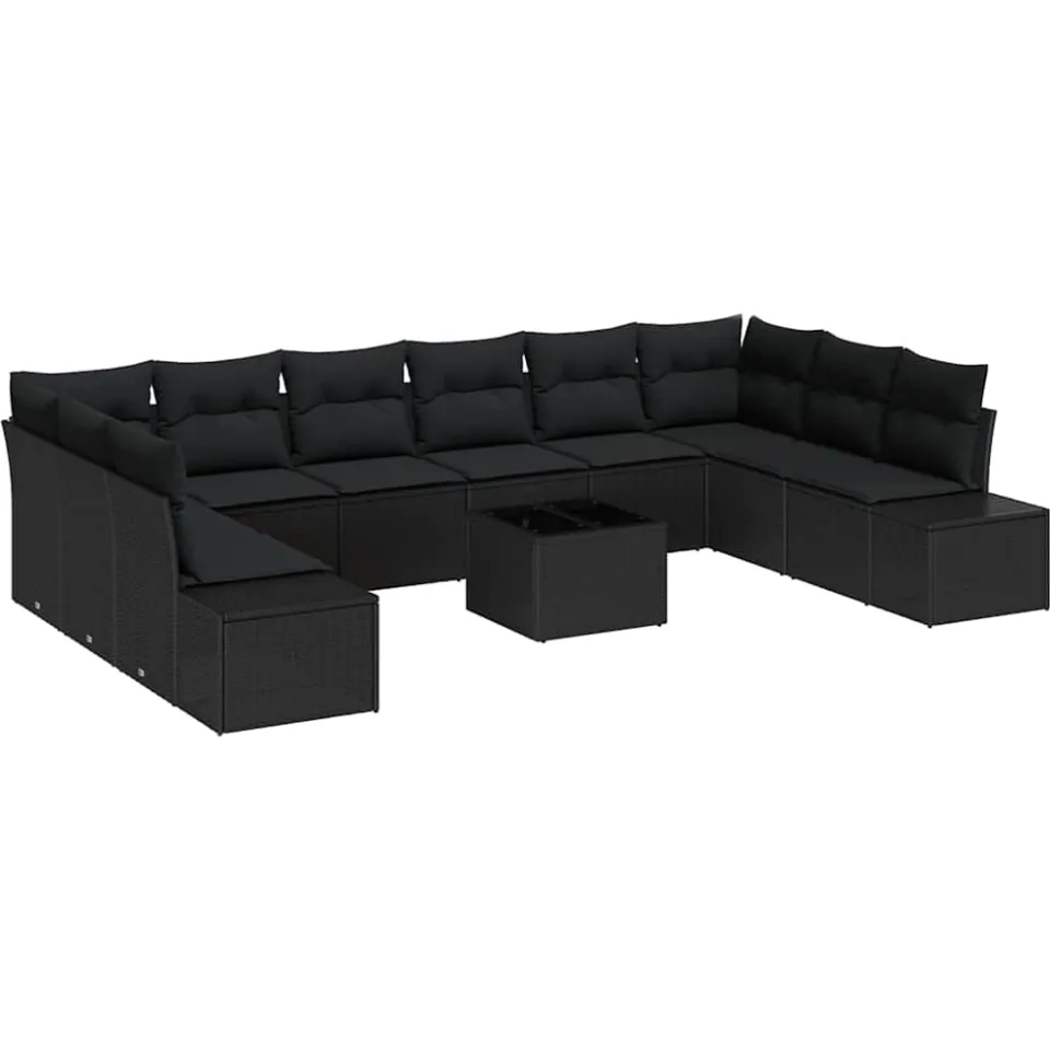 vidaXL Tuin Sofa Set 11 st Zwart poly rattan