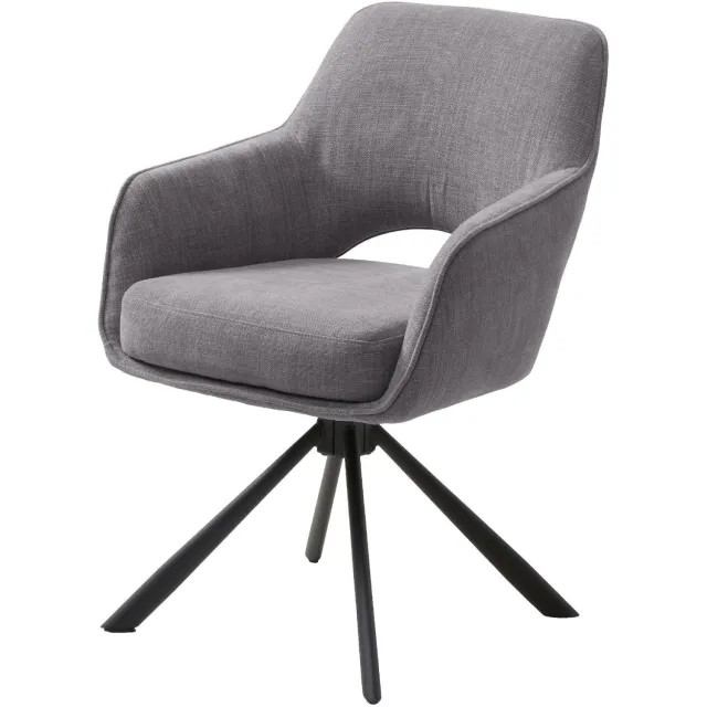 Nest of Nora Set van 2 - Nest of Nora Draaibare eetkamerstoelen met armleuningen Kavo - Chenille - Grafiet Donkergrijs