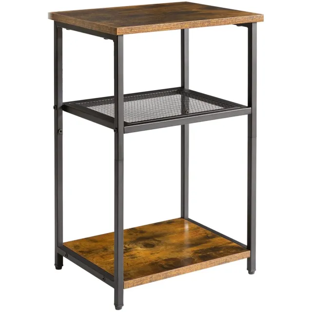 Ibenzoa Industriële Bijzettafel met Metalen Frame en Roosterplanken voor Woonkamer en Slaapkamer bruin