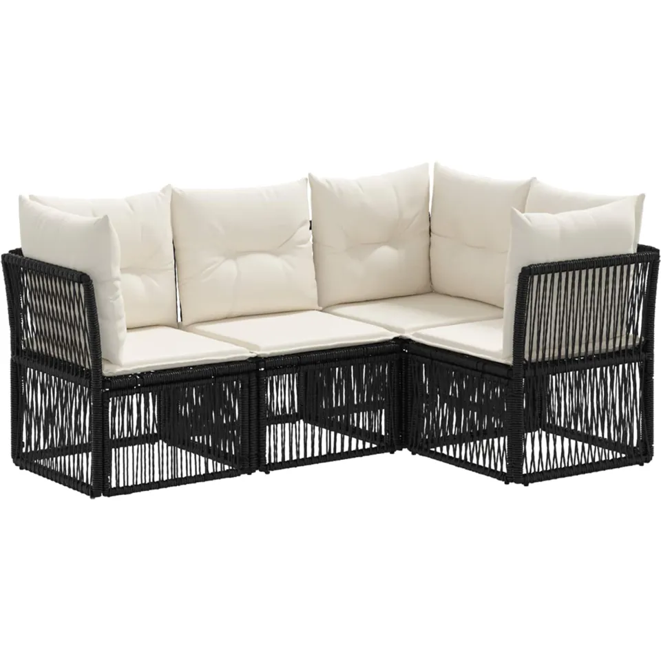 vidaXL Tuinbankenset 4 st 4-zits Zwart poly rattan, foto 3