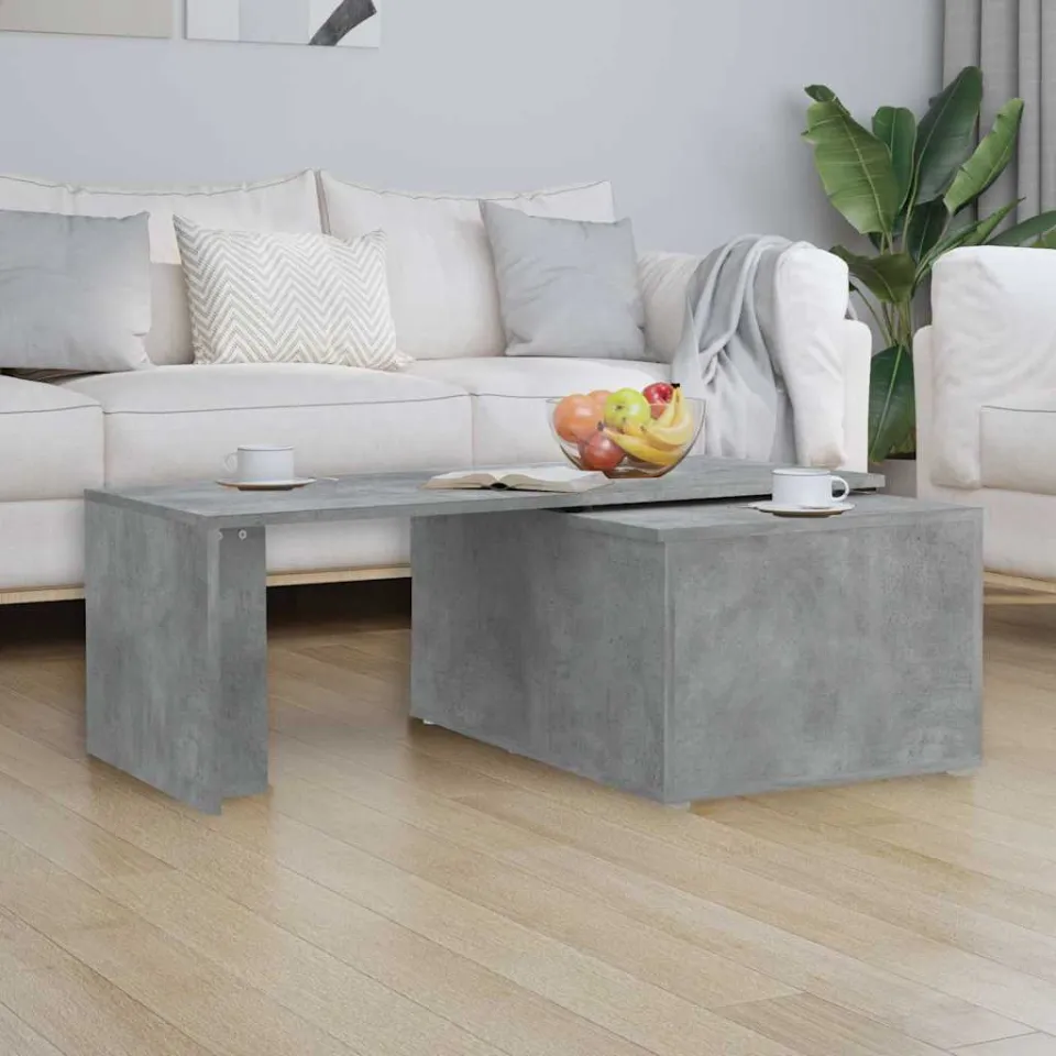 vidaXL Salontafel 150x50x35 cm bewerkt hout betongrijs grijs, foto 3