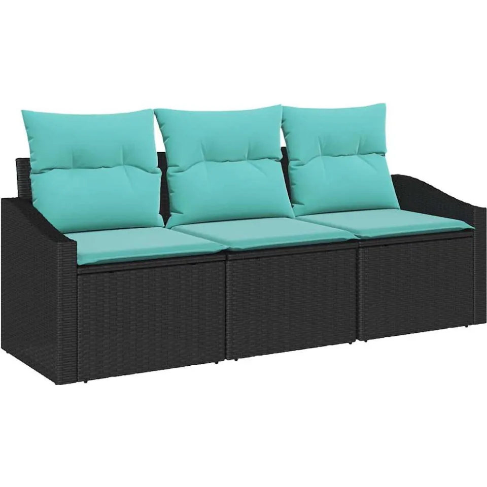 vidaXL Bankstel 3 st Zwart poly rattan