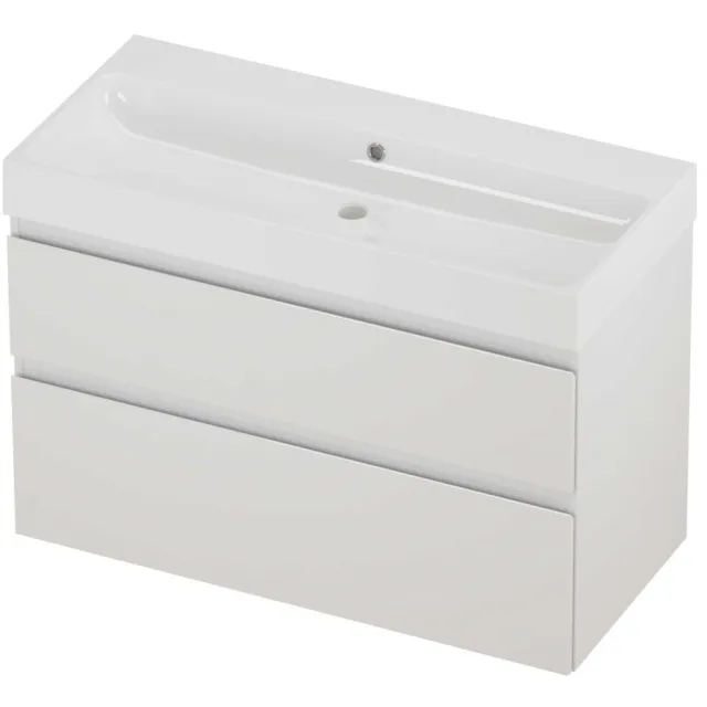 Proline Podium Badmeubelset Polystone Loft Zonder Kraangat 100x46x70 cm Glans Wit Glans Wit