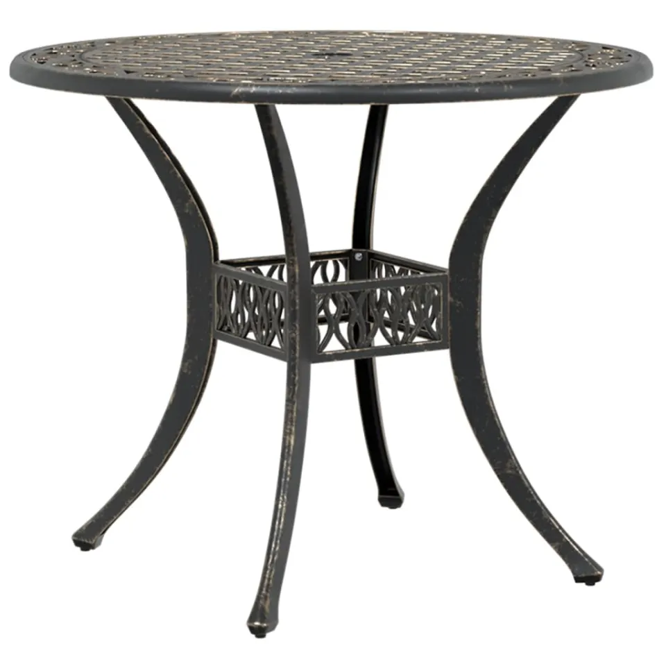 vidaXL Tuintafel Ø 90x75 cm gietaluminium bronskleurig Bruin