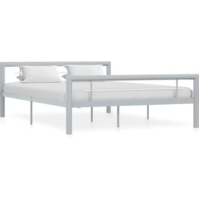 vidaXL Bedframe metaal grijs en wit 160x200 cm