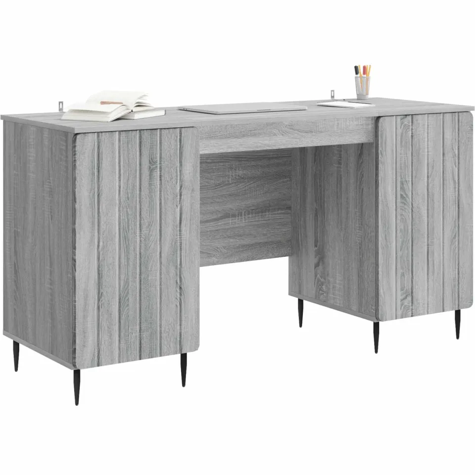 vidaXL Bureau Grijs sonoma 142,5 x 50 x 75 cm Bewerkt hout