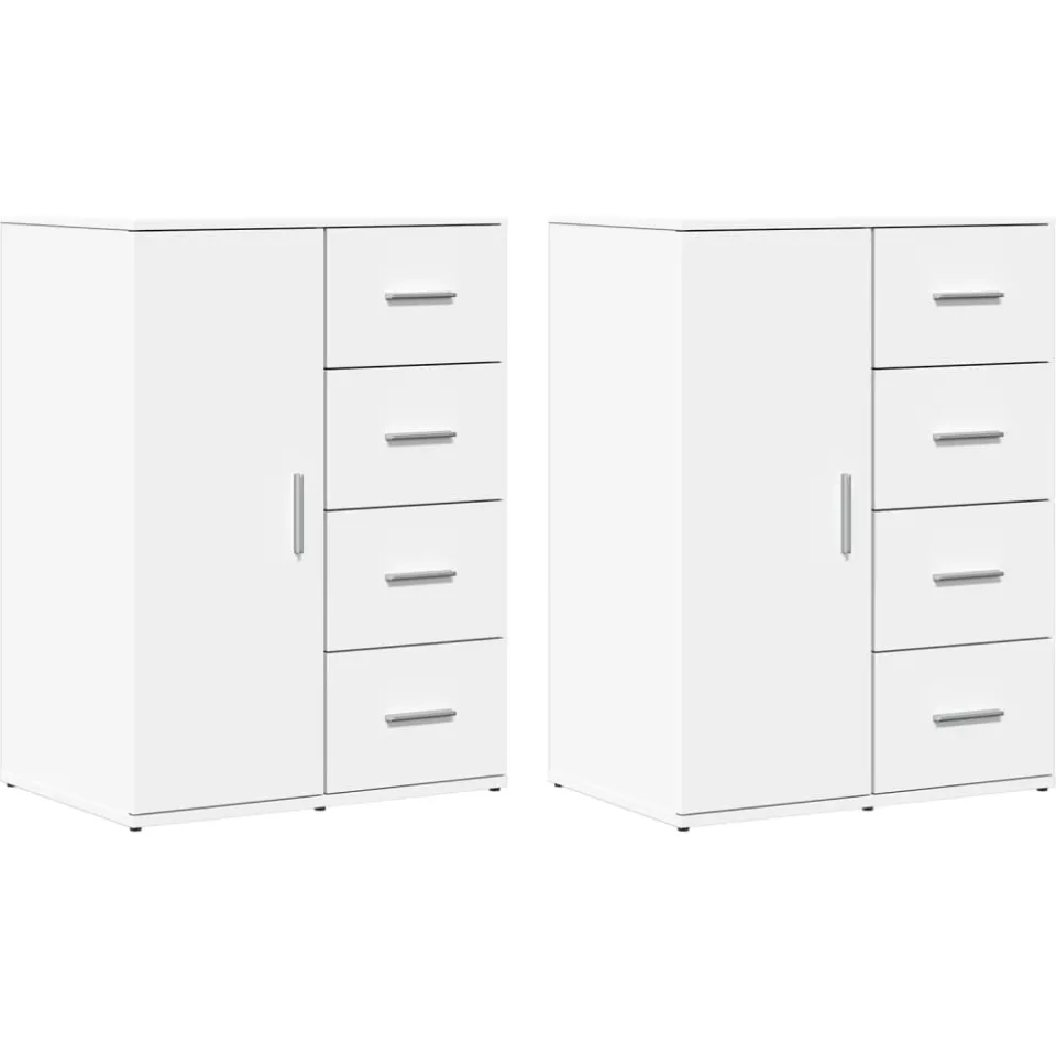 vidaXL Dressoirs 2 st 59x39x80 cm bewerkt hout wit