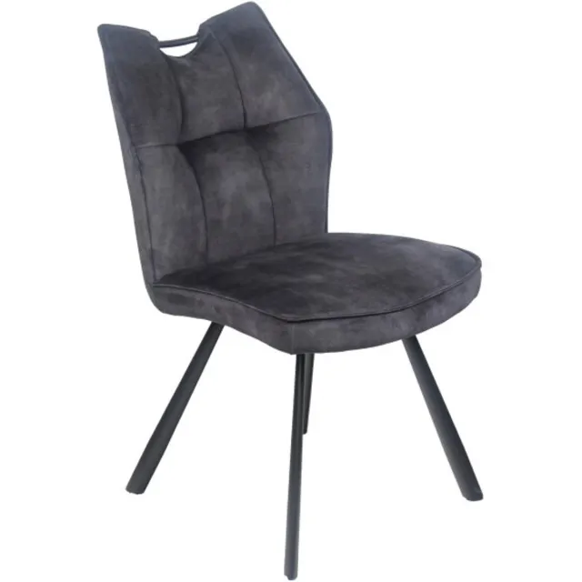 Meubelplaats Eetkamerstoel Felien Velvet - Antraciet - eetkamerstoelen set van 2 Antraciet Antraciet