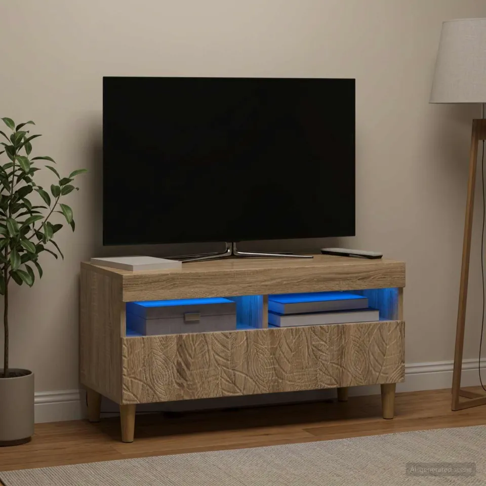 vidaXL LED tv-meubel Sonoma Eiken Bewerkt hout, foto 4
