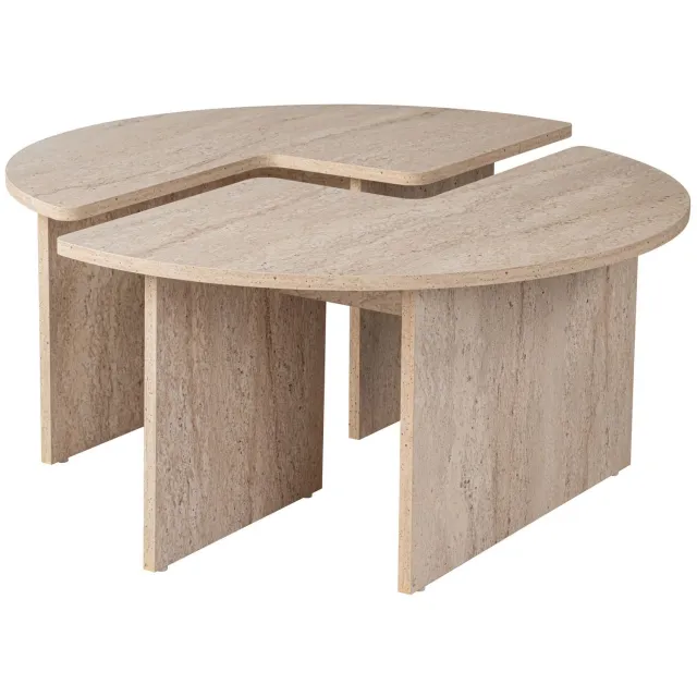 Skye Decor Houten salontafel "Moira" - 90 x 90 x 41 cm - Travertin