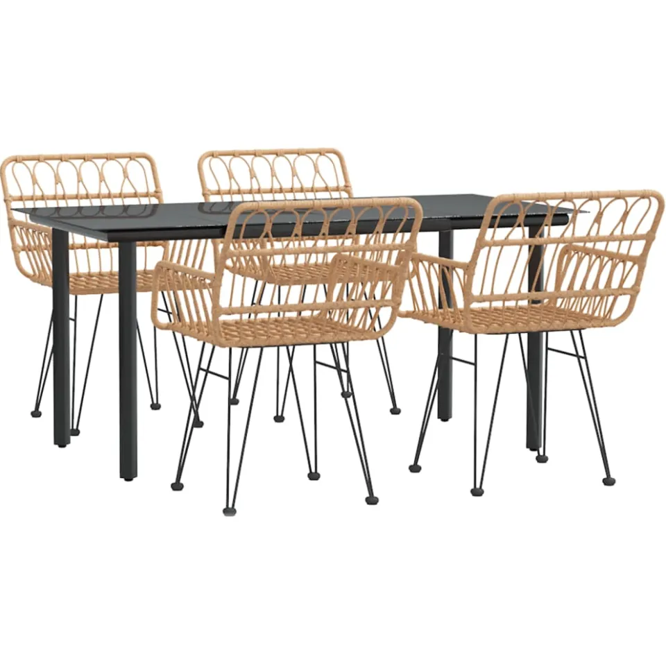 vidaXL 5-delige Tuinset poly rattan Bruin