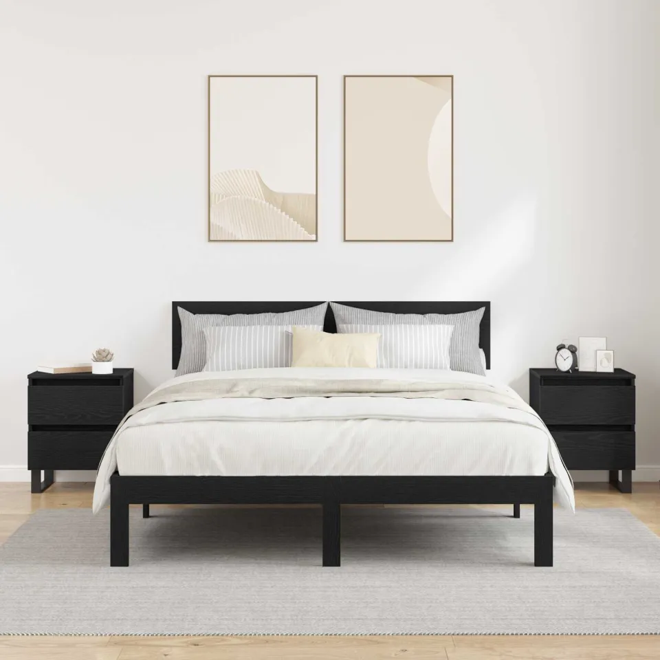 vidaXL Nachtkastje 2 st Zwart Eiken 40 x 35 x 50 cm Bewerkt hout, foto 4